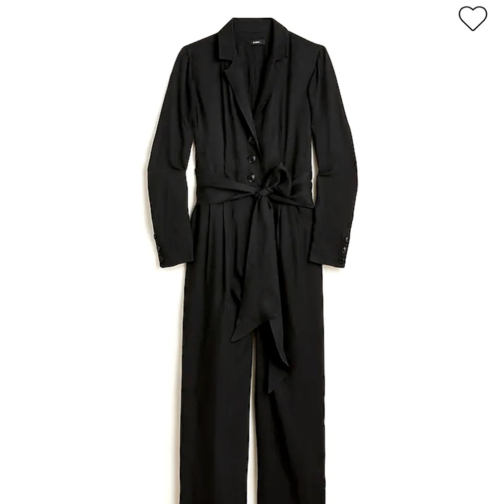 J Crew Black Cupro Tuxedo Jumpsuit Size 10 NWT